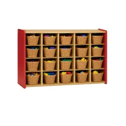 20-Cubby Classroom Storage Center – Red