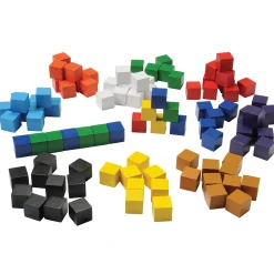 Cubical Counting Blocks | 100-Piece Wooden Colorful Math Manipulatives