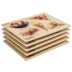 Cultural Food Wooden Knob Puzzle 5-Piece Set | Global Cuisine Toddler Peg Puzzles