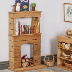 Curiosity Farmhouse Kitchen Set | Wooden Pretend Play Center with Mud Kitchen, Shelving & Fireplace