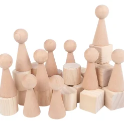 Cylinders, Cubes & Cones Hardwood Blocks | 30-Piece Toddler Shape Building Set