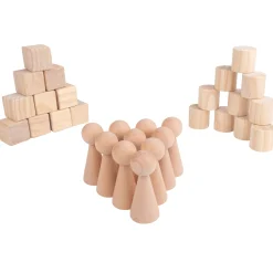 Cylinders, Cubes & Cones Hardwood Blocks | 30-Piece Toddler Shape Building Set