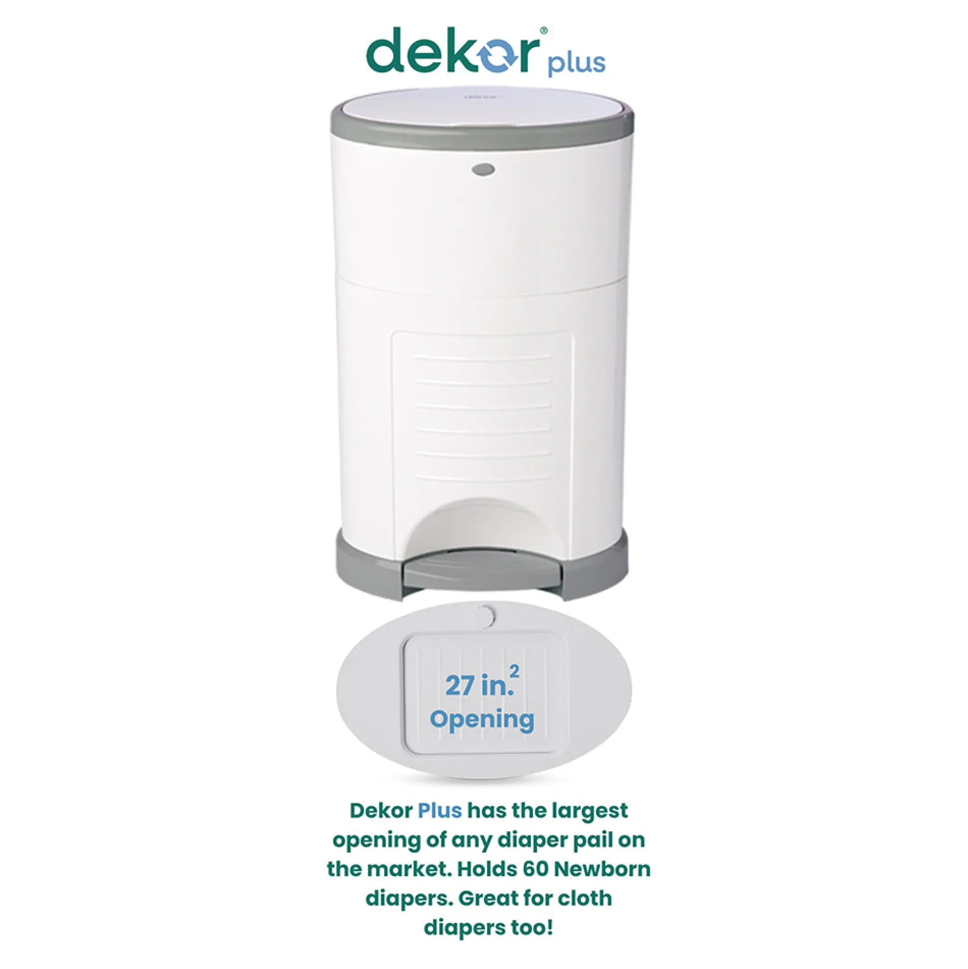 Dekor Eko Plus Hands-Free Diaper Pail | Odor-Controlled, Eco-Friendly Solution