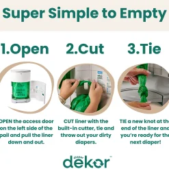 Dekor Eko Plus Hands-Free Diaper Pail | Odor-Controlled, Eco-Friendly Solution