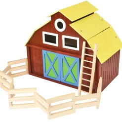Deluxe Big Wooden Barn Playset | Farm Pretend Play Toy with Removable Roof, Sliding Doors, Ladder & Fencing