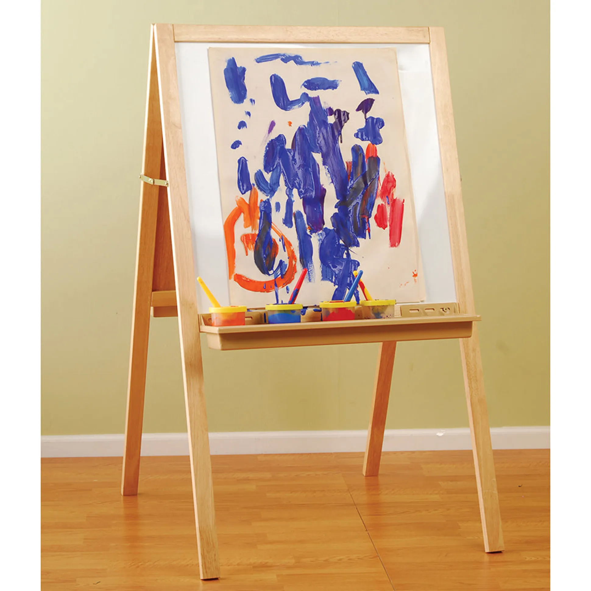 Deluxe Hardwood Classroom Easel | Chalkboard, Magnetic Whiteboard, and Storage Trays