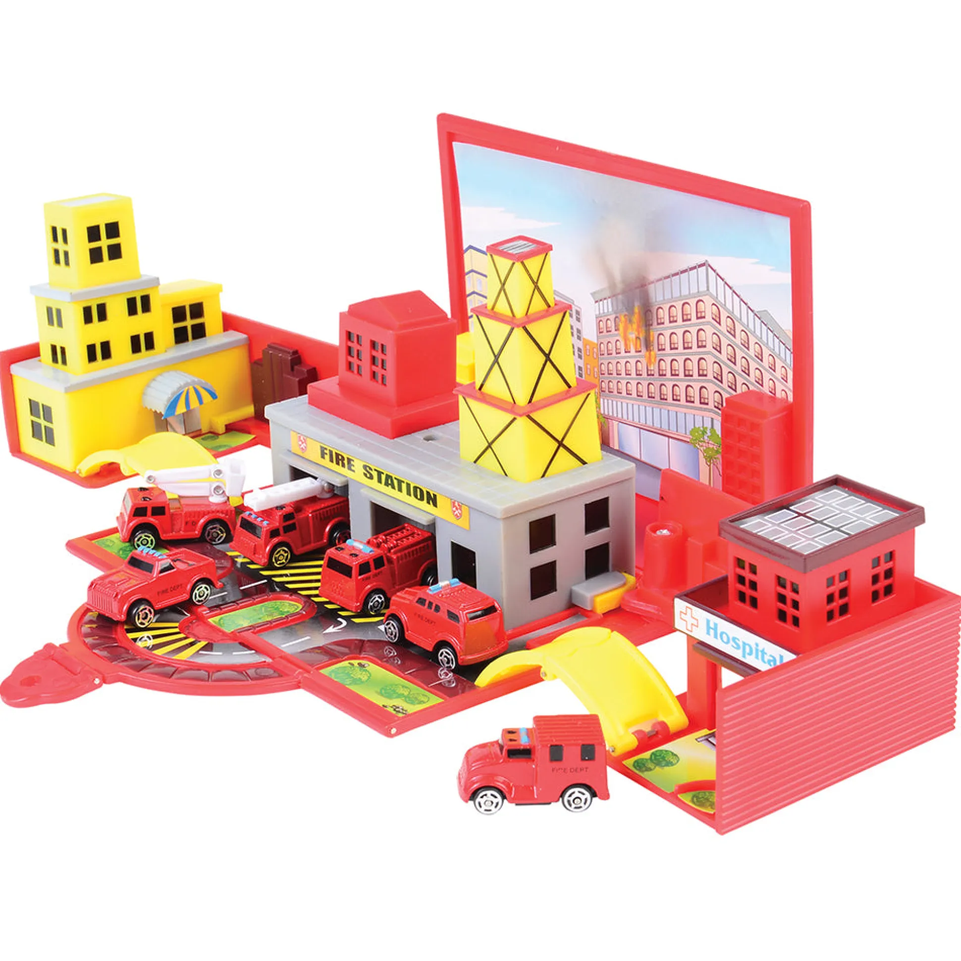 Die Cast Micro Racers Playset | 26 Vehicles & Pop-Up Cityscapes for Ages 3+
