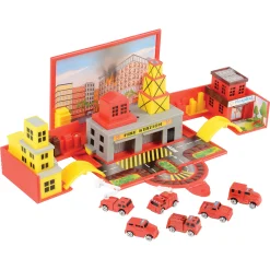 Die Cast Micro Racers Playset | 26 Vehicles & Pop-Up Cityscapes for Ages 3+