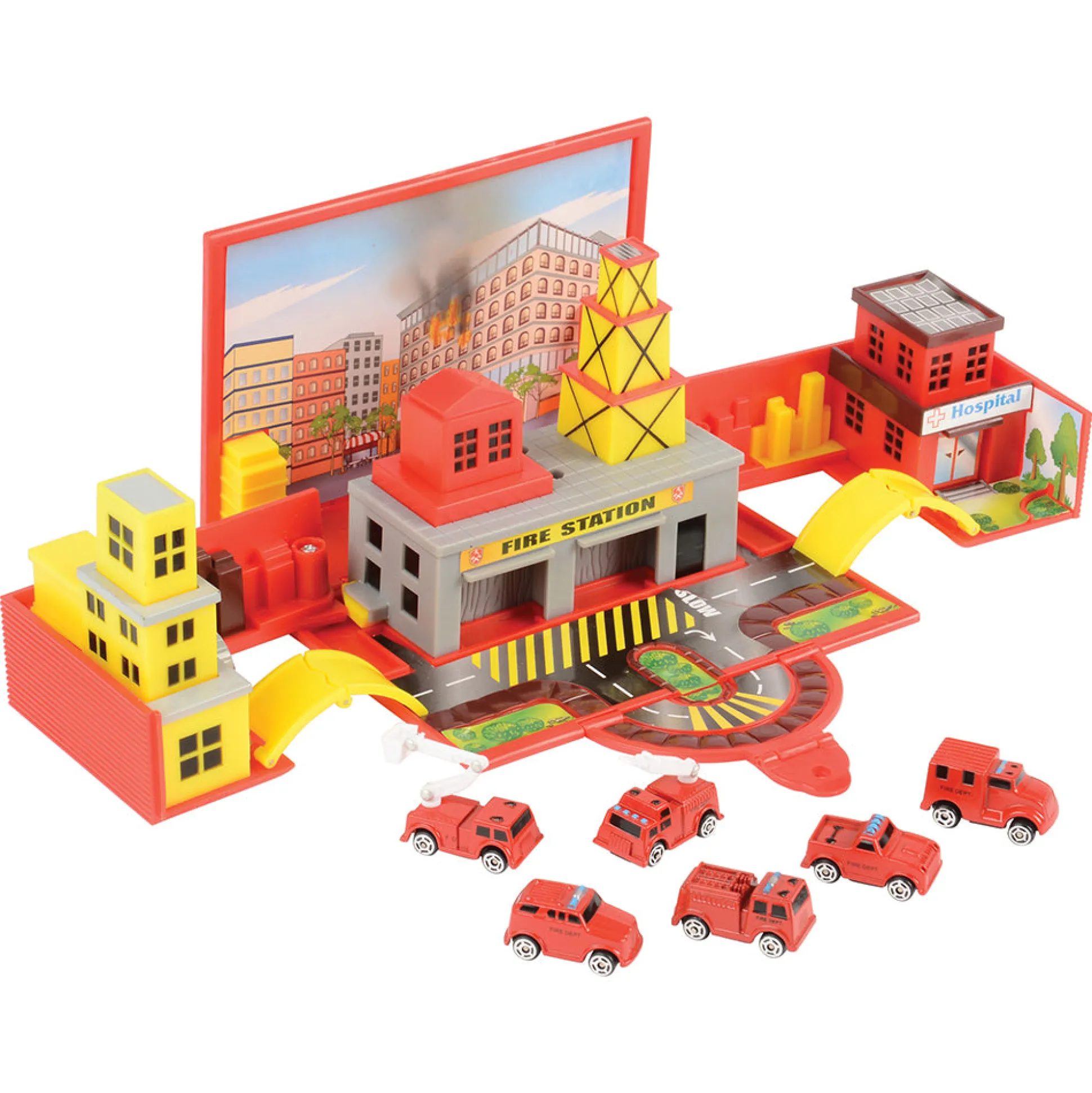 Die Cast Micro Racers Playset | 26 Vehicles & Pop-Up Cityscapes for Ages 3+