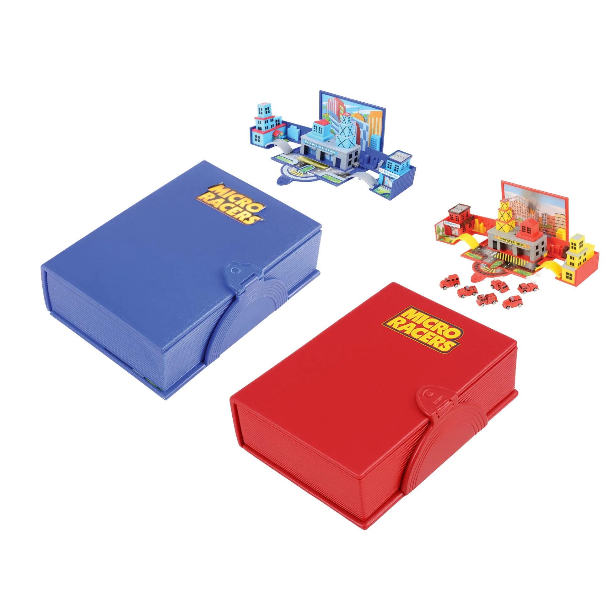 Die Cast Micro Racers Playset | 26 Vehicles & Pop-Up Cityscapes for Ages 3+