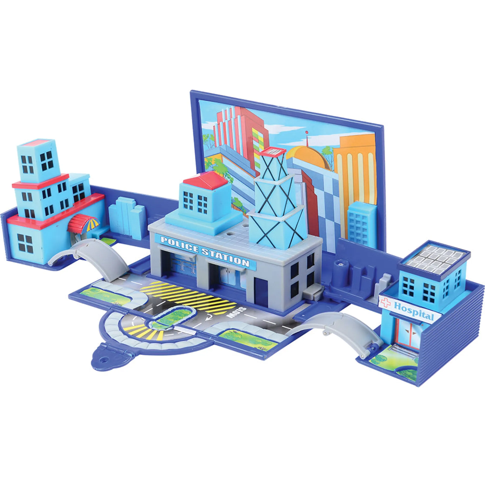 Die Cast Micro Racers Playset | 26 Vehicles & Pop-Up Cityscapes for Ages 3+