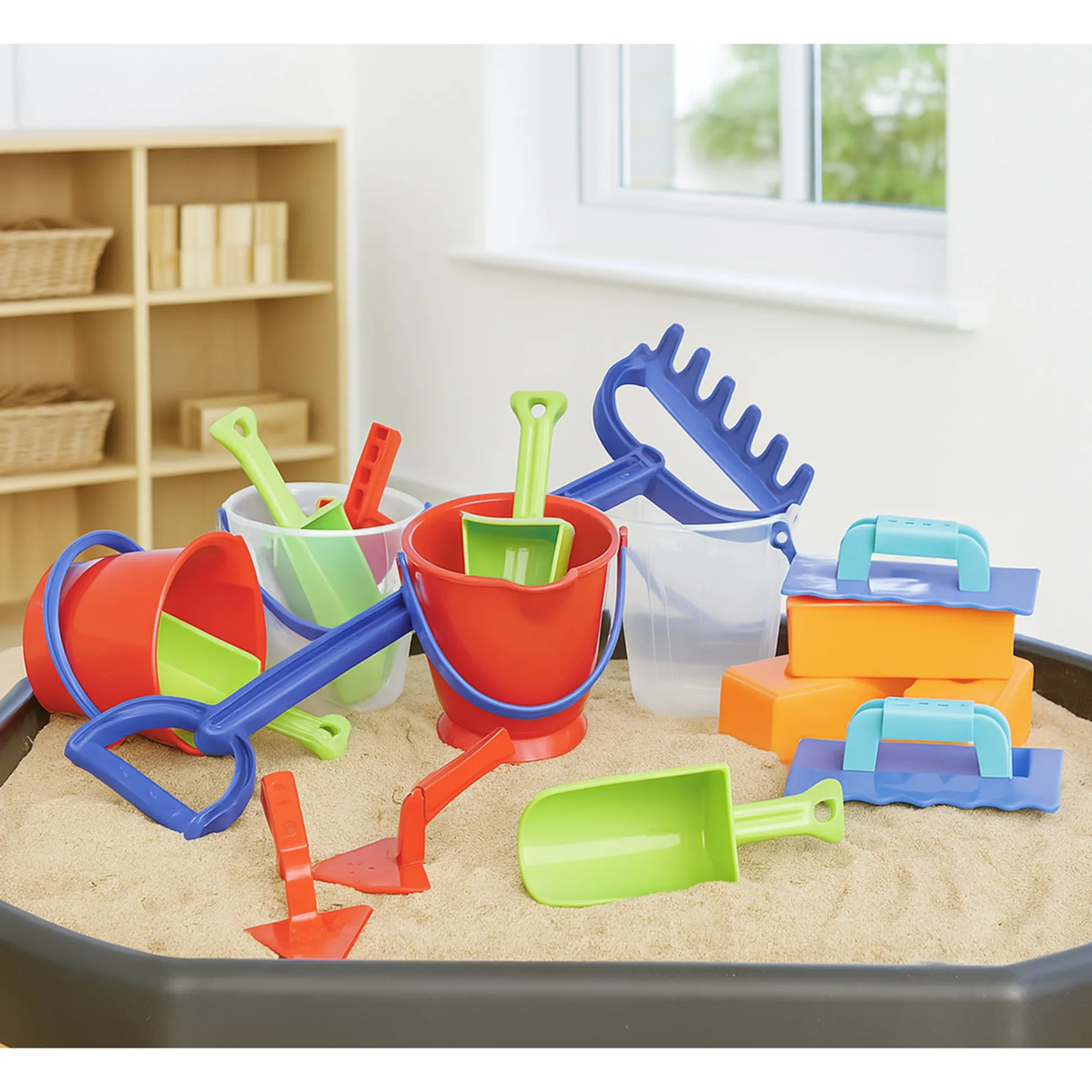 Digging, Planting, Sand & Water Tool Set | 18 pc Buckets, Scoops, Spades, Rake & Molds