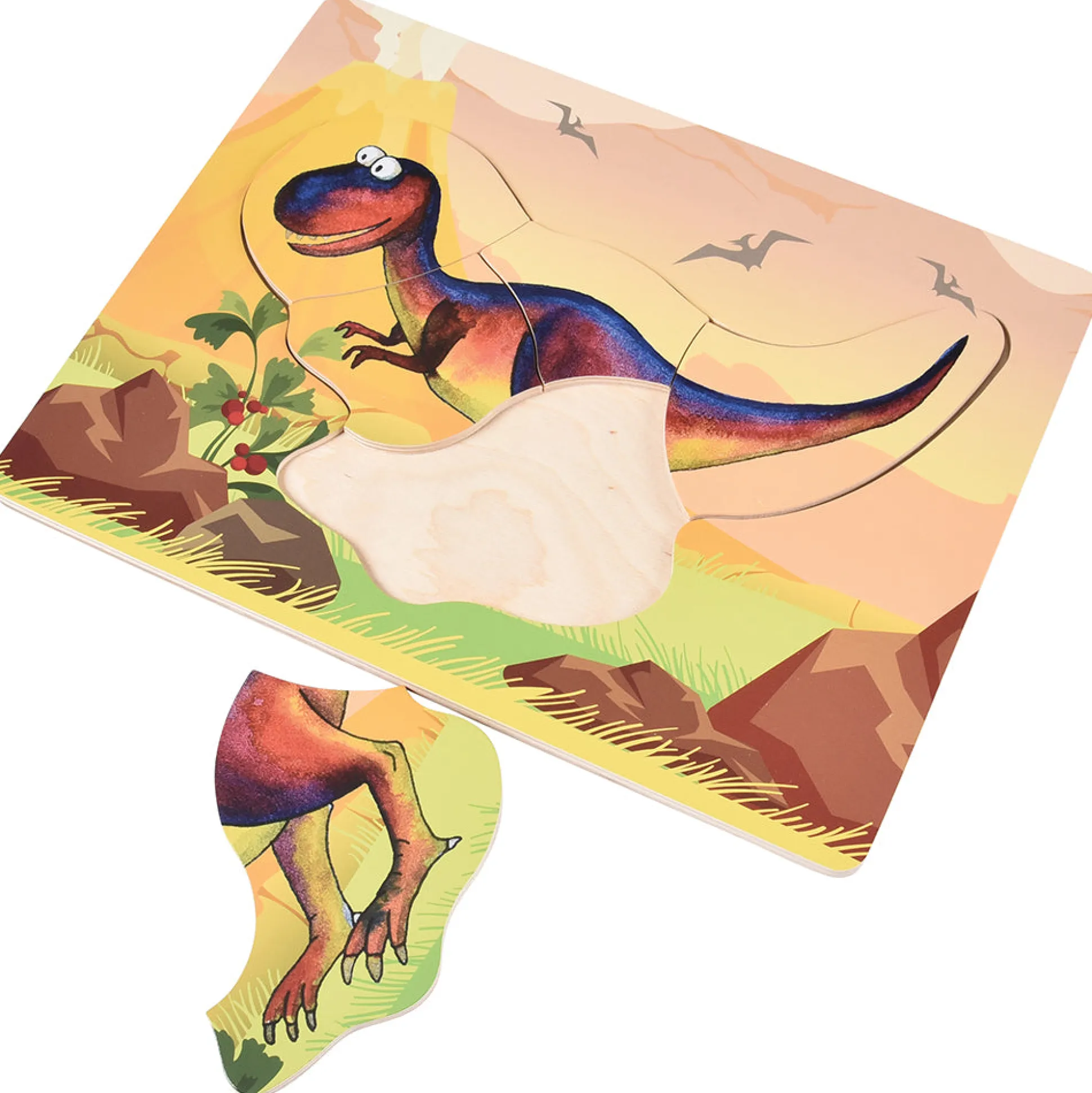 Dinosaur Friends Wooden Puzzles | Set of 5 with Easy-Grasp Raised Pieces