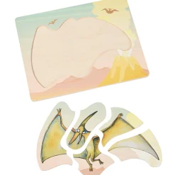 Dinosaur Friends Wooden Puzzles | Set of 5 with Easy-Grasp Raised Pieces