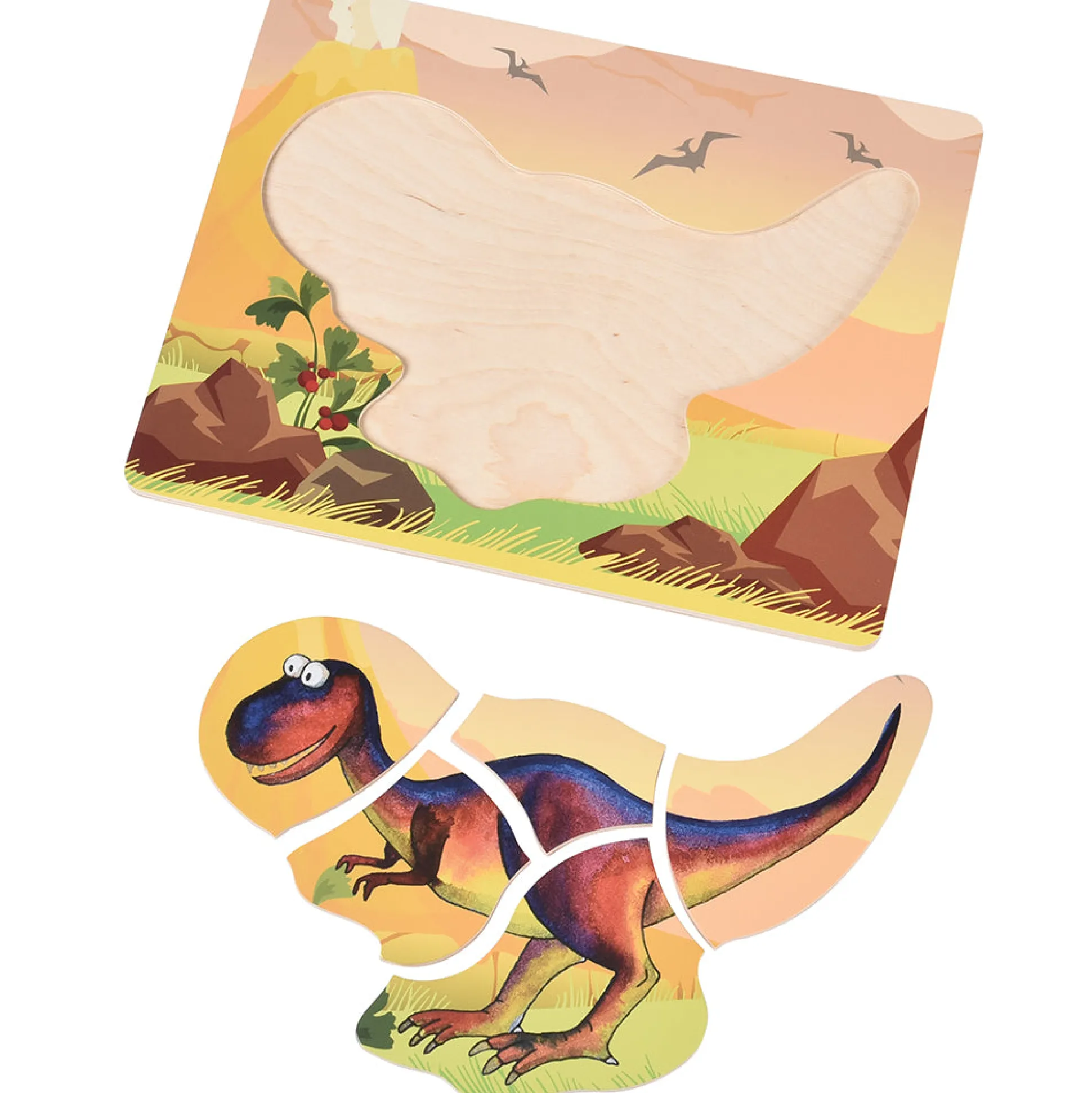 Dinosaur Friends Wooden Puzzles | Set of 5 with Easy-Grasp Raised Pieces