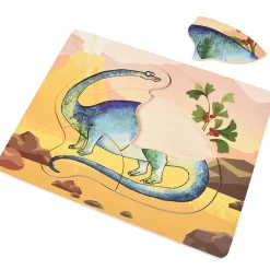 Dinosaur Friends Wooden Puzzles | Set of 5 with Easy-Grasp Raised Pieces