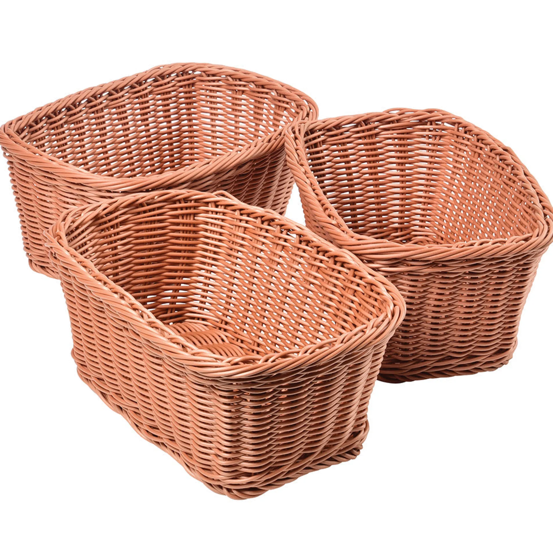 Durable Woven Plastic Rectangle Storage Baskets | Set of 3 Dishwasher-Safe Classroom Organizers