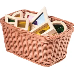 Durable Woven Plastic Rectangle Storage Baskets | Set of 3 Dishwasher-Safe Classroom Organizers