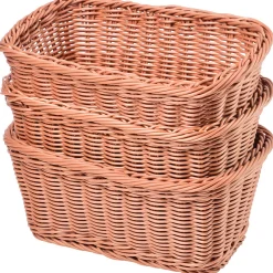 Durable Woven Plastic Rectangle Storage Baskets | Set of 3 Dishwasher-Safe Classroom Organizers