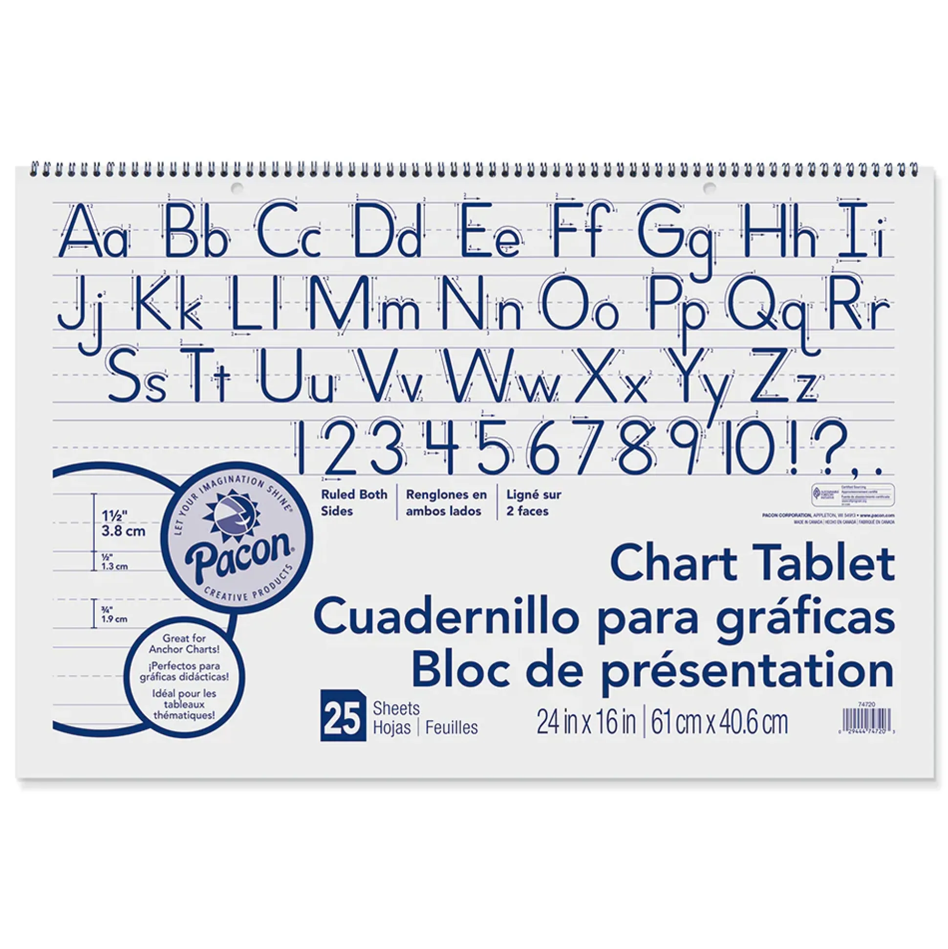 Easel-Style Chart Tablet | 24" x 16" Ruled Anchor Chart Paper