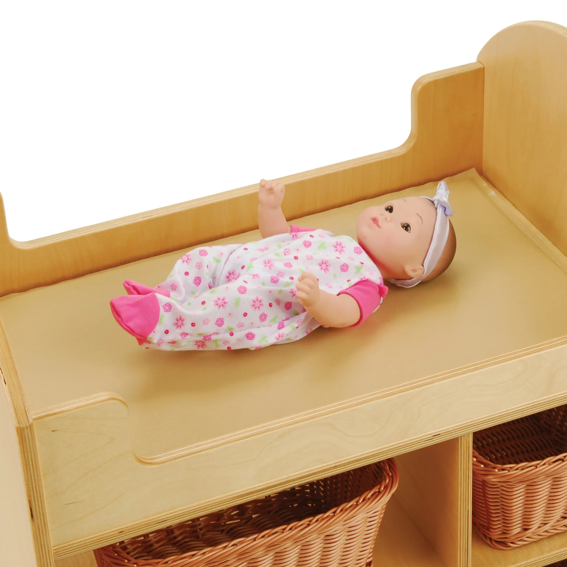 Eco-Friendly Doll Changing Table with Wicker Baskets
