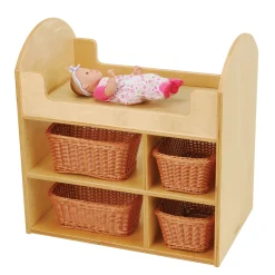 Eco-Friendly Doll Changing Table with Wicker Baskets