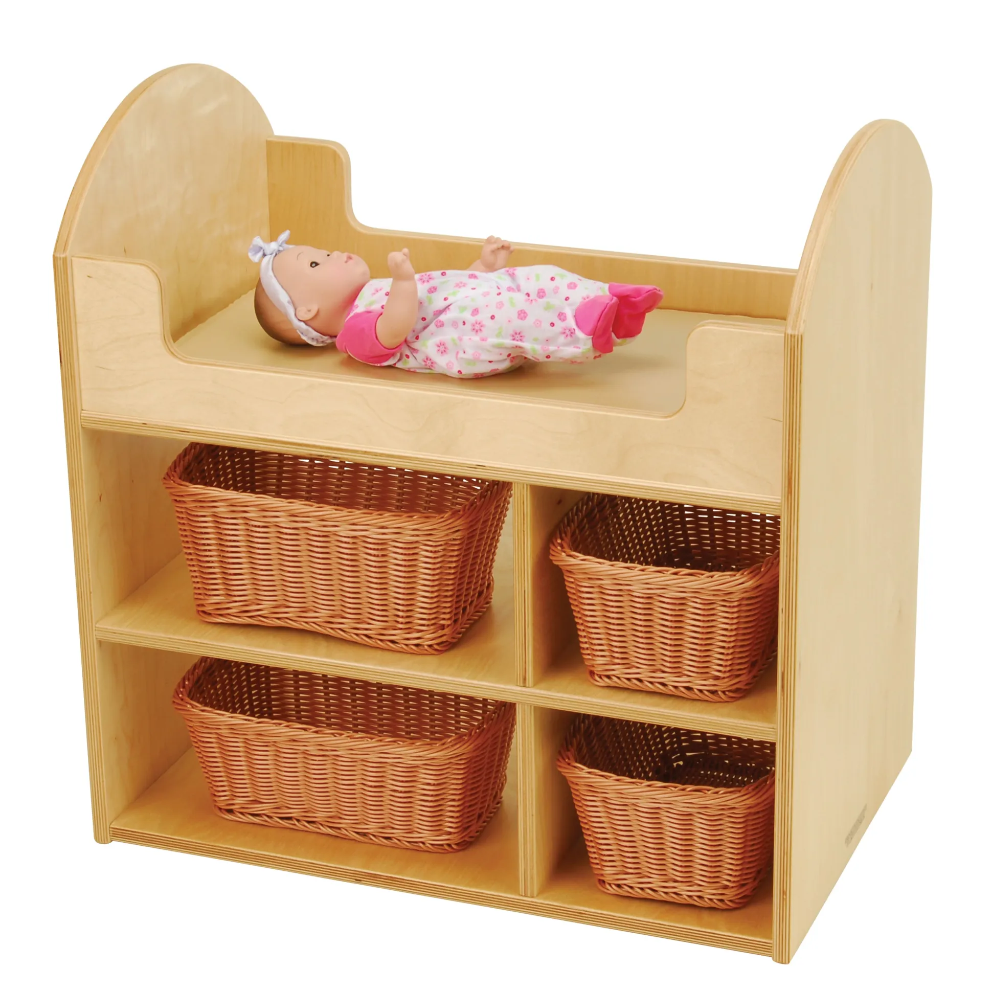 Eco-Friendly Doll Changing Table with Wicker Baskets