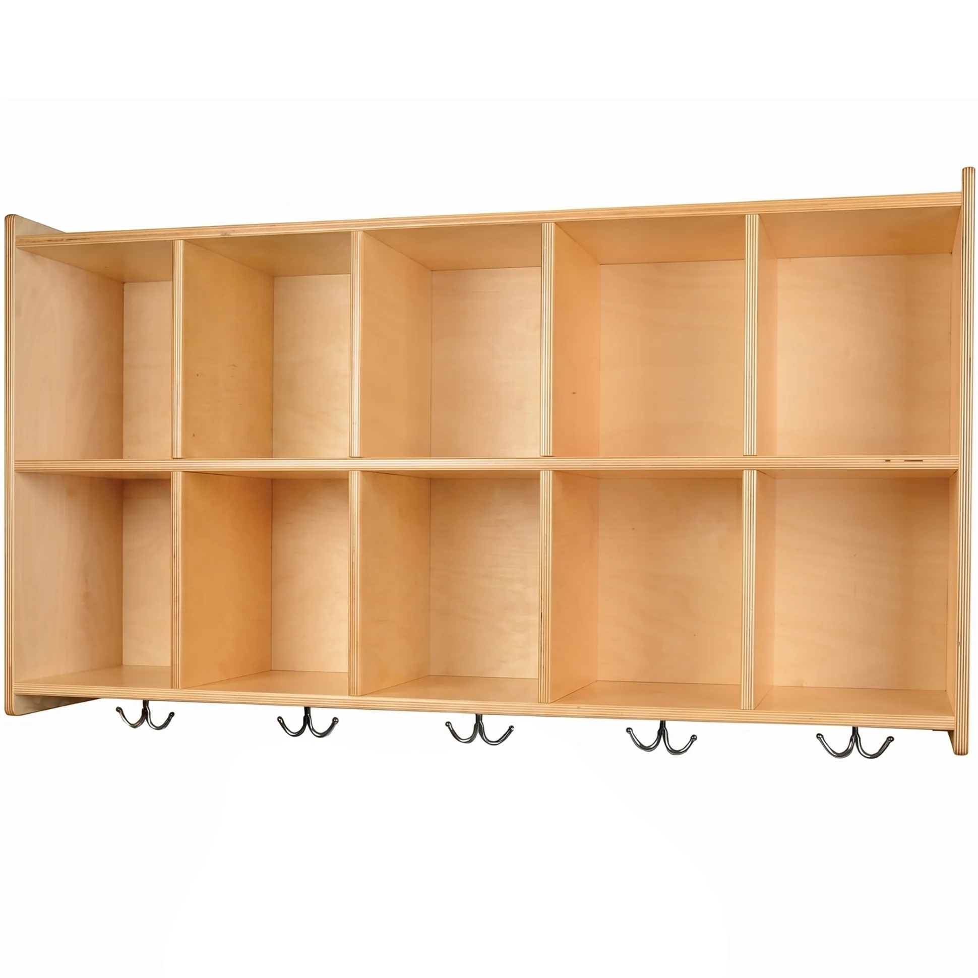 Eco-Friendly Wall Mount Cubbie Unit with Coat Hooks & Storage