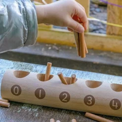 Eco-Friendly Wooden Counting Log with Sticks | Natural Early Math Toy