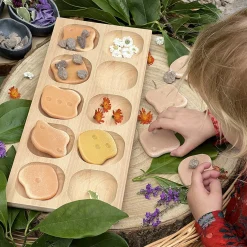 Eco-Friendly Wooden 10-Frame Math Tray | Beech Wood Counting & Place Value Tool