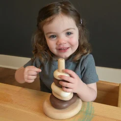 Eco-Friendly Wooden Stacking Pebbles | 7-Piece Natural Sequencing Toy