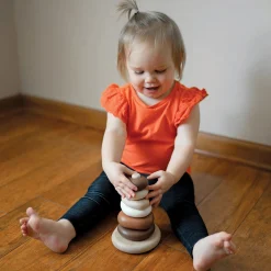 Eco-Friendly Wooden Stacking Pebbles | 7-Piece Natural Sequencing Toy