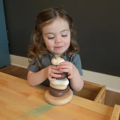 Eco-Friendly Wooden Stacking Pebbles | 7-Piece Natural Sequencing Toy