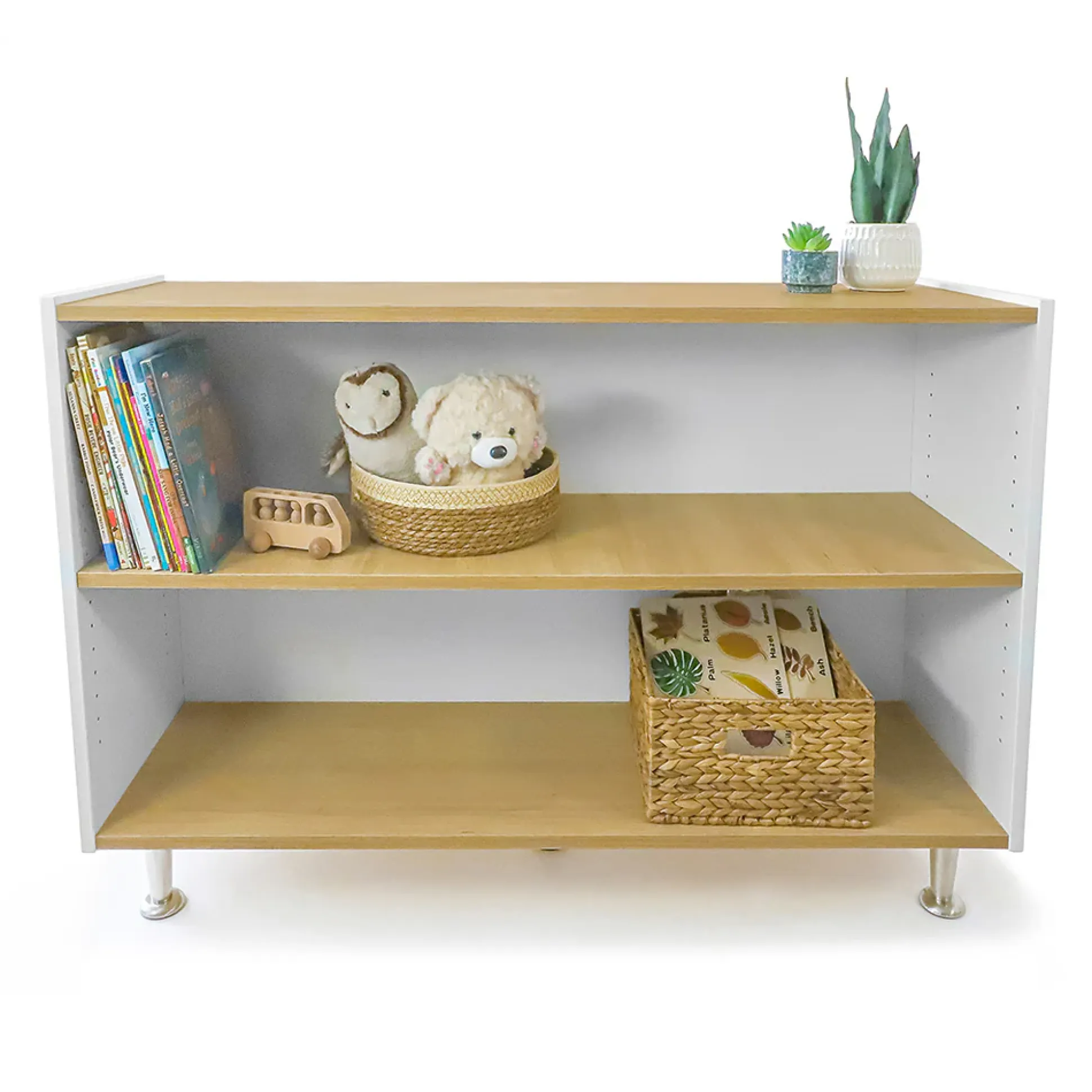 elevatED™ 33" Adjustable Shelf Cabinet | Modern White Oak Classroom Storage with Flexible Shelving