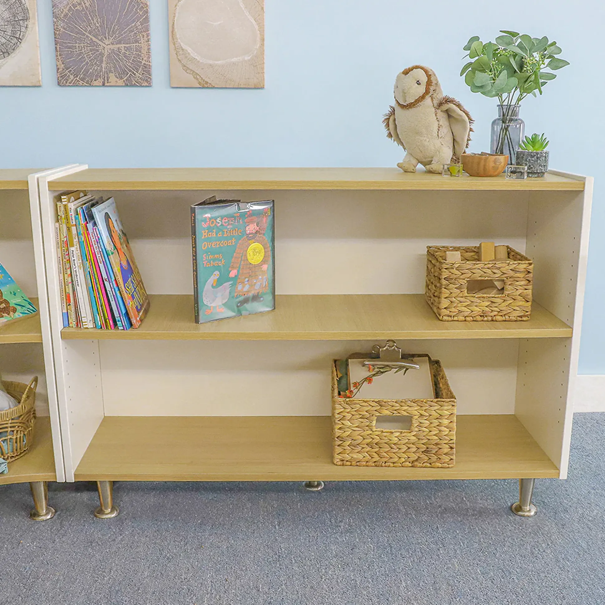 elevatED™ 33" Adjustable Shelf Cabinet | Modern White Oak Classroom Storage with Flexible Shelving