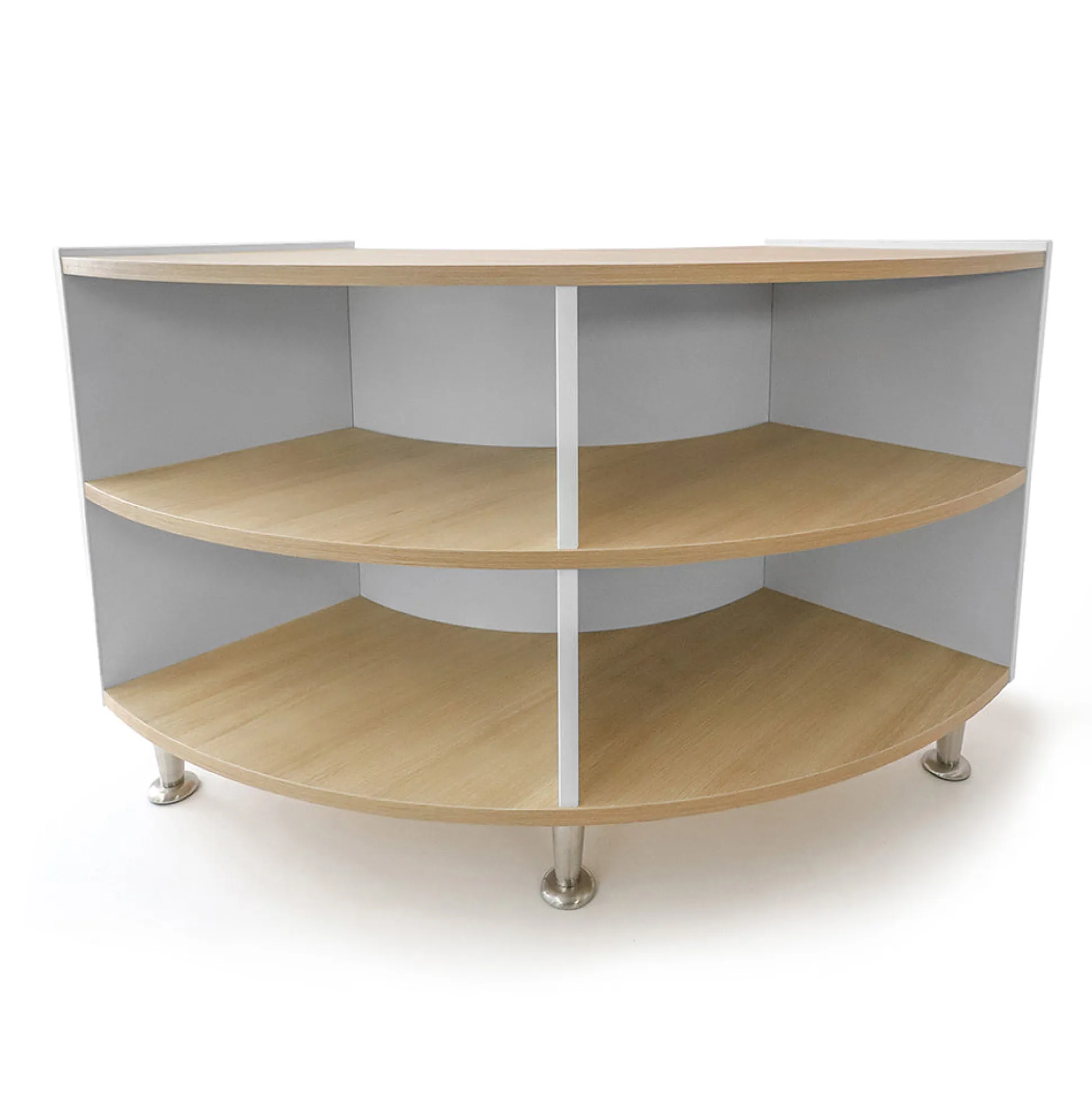 elevatED™ Curve In Storage Cabinet | 27" High Modern Curved Classroom Storage with Fixed Shelves