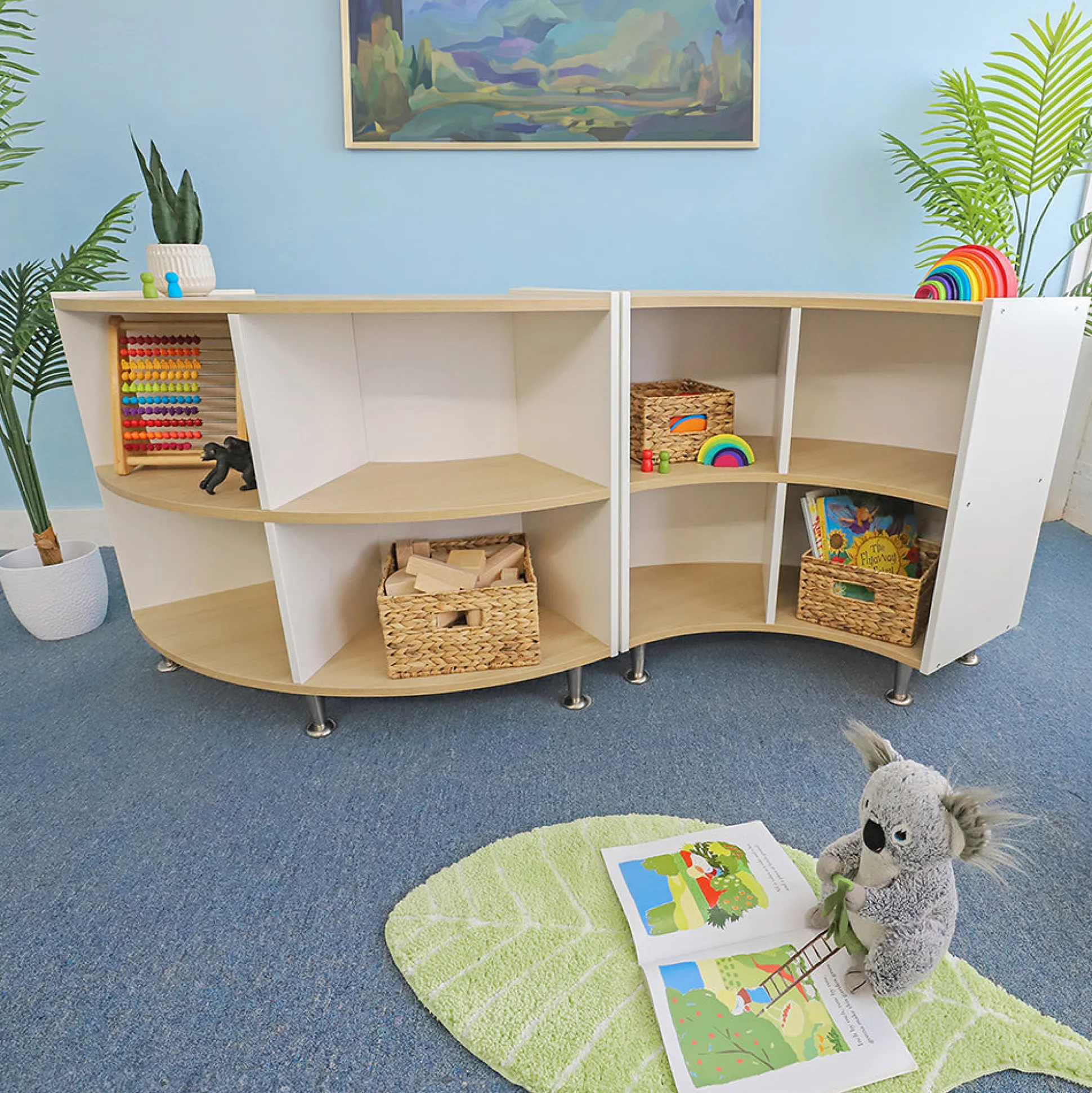 elevatED™ Curve Out Storage Cabinet | 33" High Modern Classroom Storage with Curved Back Design