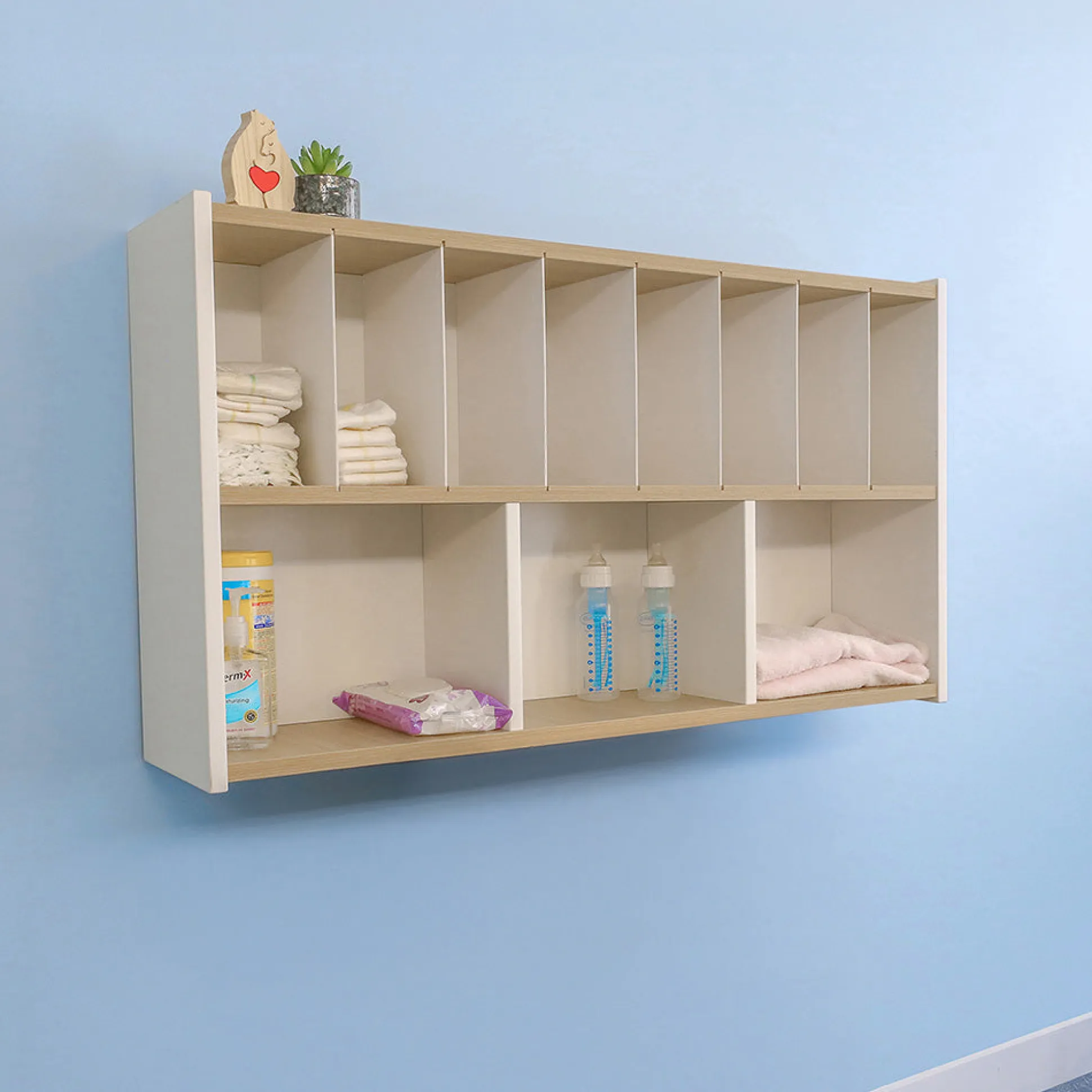 elevatED™ Diaper Supply Cabinet | Wall-Mounted Storage with Dividers