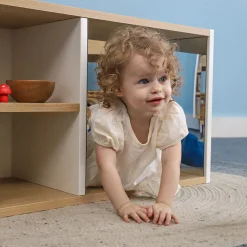 ElevatED™ Discovery Crawl Thru Cabinet | Toddler Mirror Play & Gross Motor Development Furniture with Storage Shelves