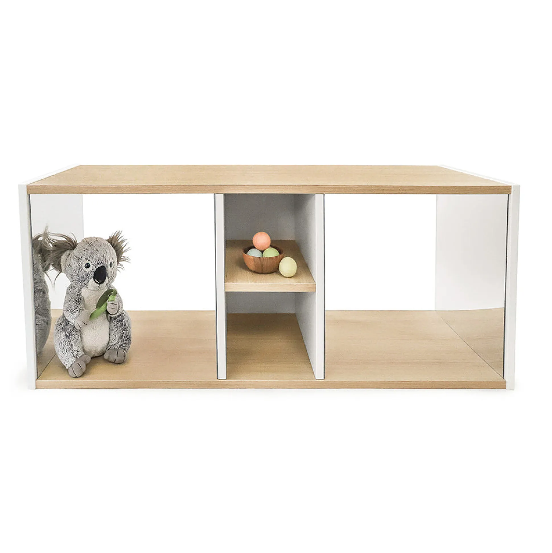 ElevatED™ Discovery Crawl Thru Cabinet | Toddler Mirror Play & Gross Motor Development Furniture with Storage Shelves