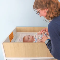 elevatED™ Infant Changing Cabinet | Modern Nursery Changing Station with Storage, Pad, Safety Strap & Paper Roll