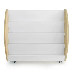 elevatED™ Mobile Book Display | Modern Classroom Book Browser with Cascading Shelves & Rear Markerboard