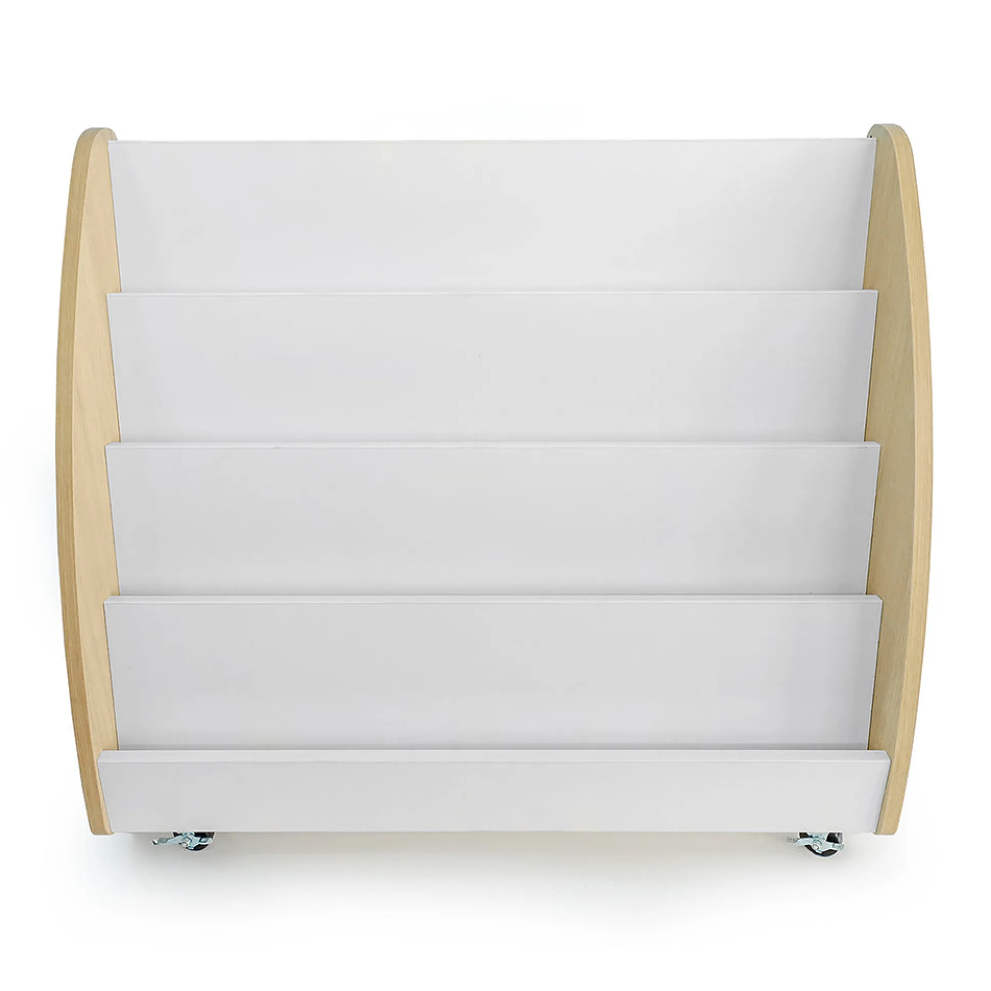 elevatED™ Mobile Book Display | Modern Classroom Book Browser with Cascading Shelves & Rear Markerboard