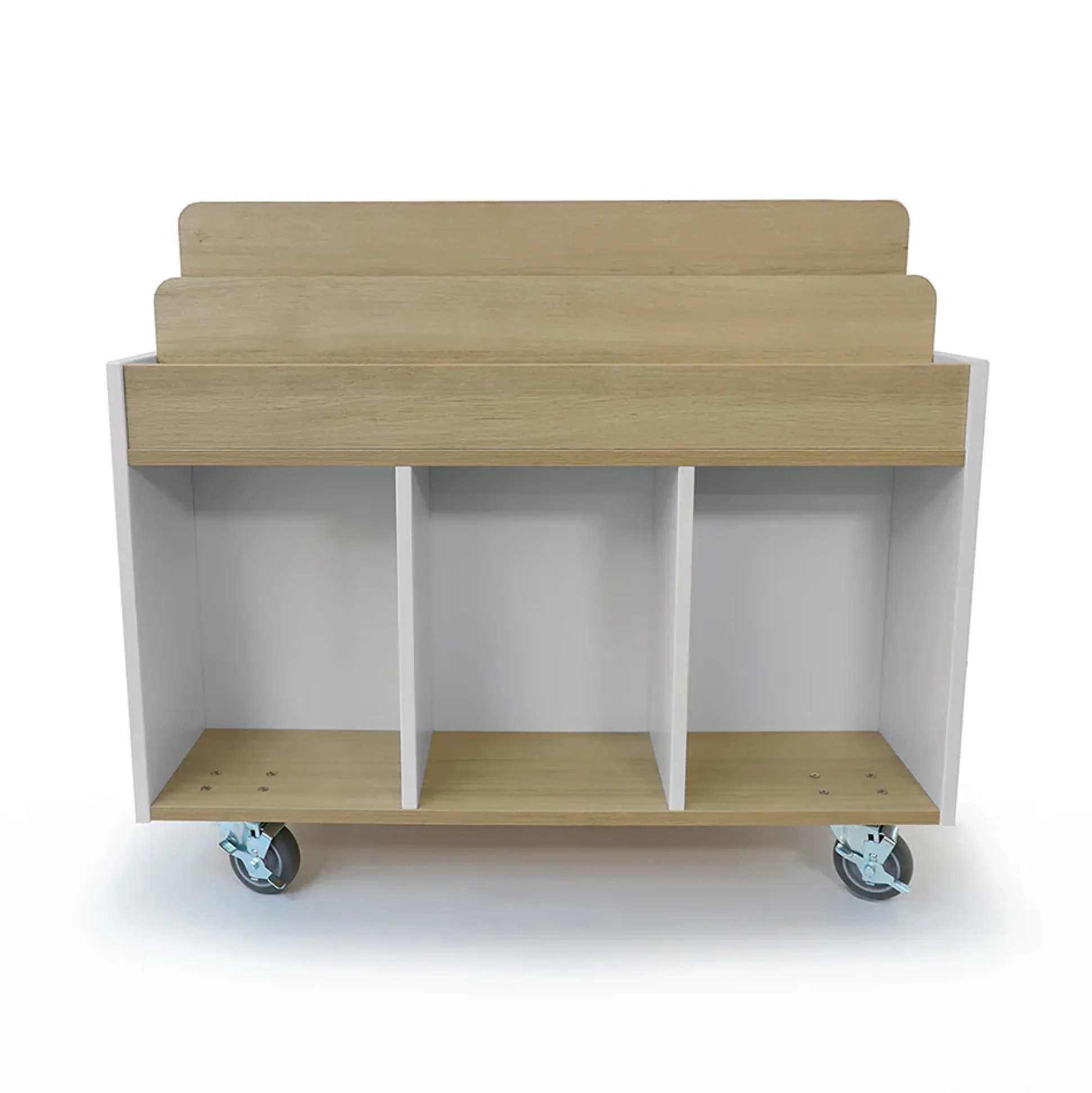 elevatED™ Mobile Book Storage Island | Book Browser with Vertical Display Rows & Deep Storage Compartments