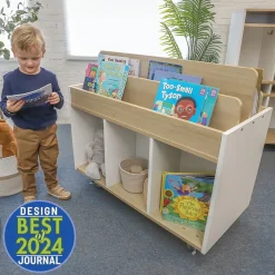 elevatED™ Mobile Book Storage Island | Book Browser with Vertical Display Rows & Deep Storage Compartments