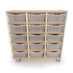 elevatED™ 15 Tray Cabinet | Mobile Classroom Storage with 15 Gratnell Trays