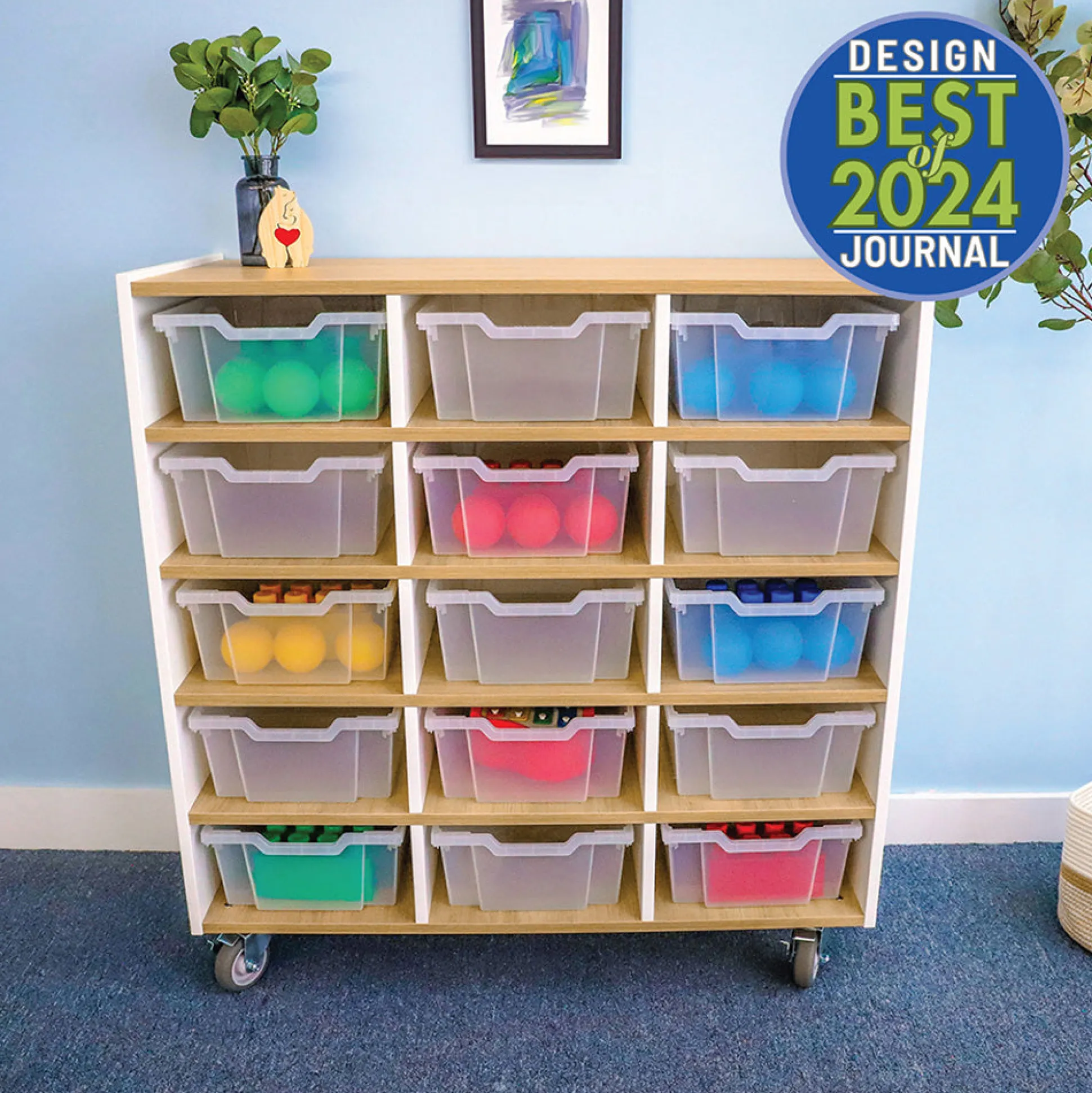 elevatED™ 15 Tray Cabinet | Mobile Classroom Storage with 15 Gratnell Trays