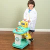 Emergency Medical Play Cart with 11 Accessories and Swiveling Storage Shelves