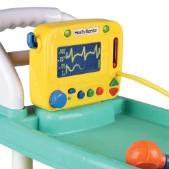 Emergency Medical Play Cart with 11 Accessories and Swiveling Storage Shelves