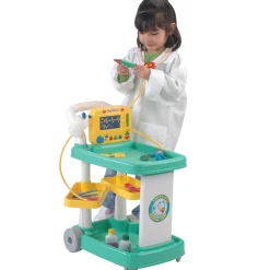 Emergency Medical Play Cart with 11 Accessories and Swiveling Storage Shelves